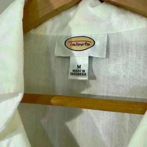 Talbots White Top Shirt Ivory Beads V Neck - Picture 4 of 4